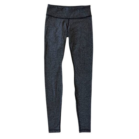 Lululemon Wunder Under Tight Leggings Luon Knit 30'' Inseam Size 6 Black & Grey - Picture 1 of 9